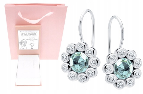 Srebrne kolczyki dziecięce niebieskie KOMUNIA CHRZEST ROCZEK GRAWER