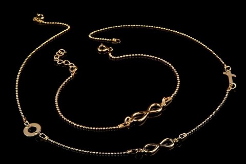 NASZYJNIK I BRANSOLETKA CELEBRYTKA 3 ZAWIESZKI