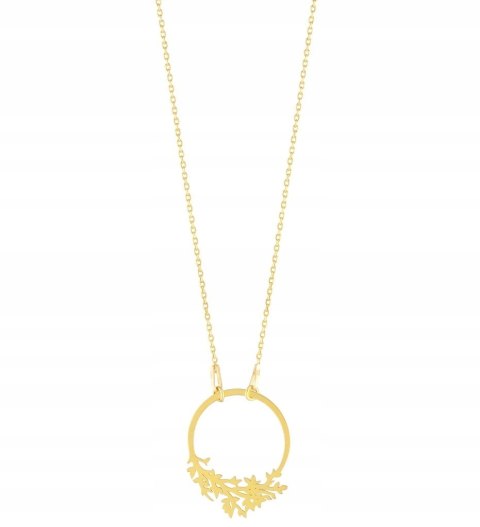 Naszyjnik kółko liść listek CELEBRYTKA SREBRO 925