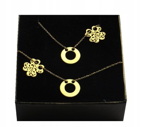 Komplet 2 zawieszki koniczynka kółko SREBRO 925