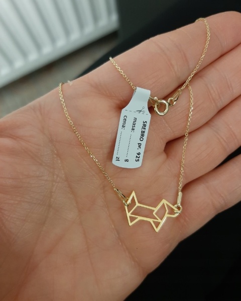 Naszyjnik ORIGAMI PIESEK PIES CELEBRYTKA srebro925