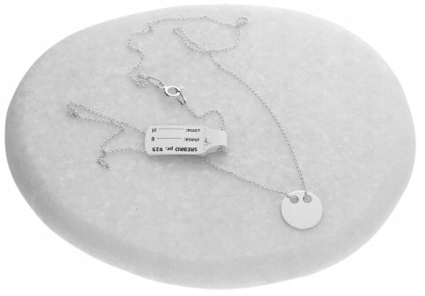 Srebrny naszyjnik blaszka kółko pełne 45 cm SR925